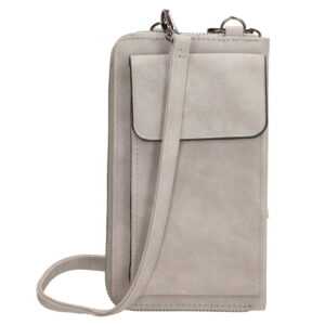 Dámska kabelka na telefón / peňaženka s popruhom cez rameno Beagles Rebelle - svetlo sivá - na výšku