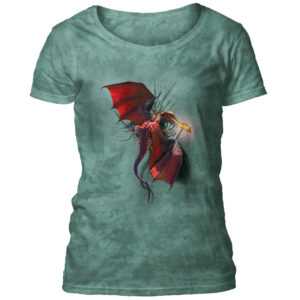 Dámske batikované tričko The Mountain - Climbing Dragon - zelené Veľkosť: S
