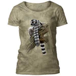 Dámske batikované tričko The Mountain - HEADS AND TAILS - lemury - šedá Veľkosť: S