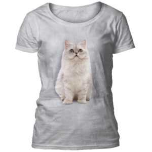 Dámske batikované tričko The Mountain - Persian Cat - sivé Veľkosť: S