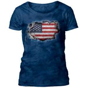Dámske batikované tričko The Mountain - Tear Thru Flag Blue - modré Veľkosť: S