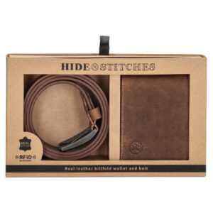 Darčekový set opasok a peňaženka Hide & stitches Idaho - hnedý