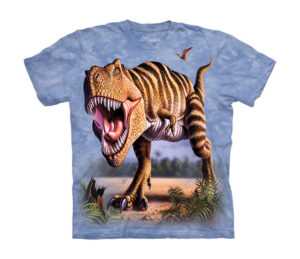 Detské batikované tričko The Mountain Dinosaurus T-Rex - modré Veľkosť: L