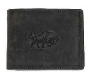 HL Luxusná kožená peňaženka s  býkom - čierna