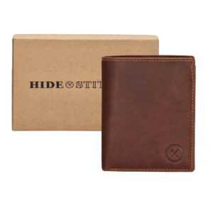 Hide & stitches Japura kožená peňaženka v krabičke na výšku - koňaková