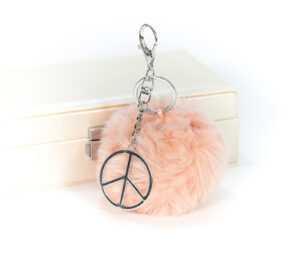 Littletinka Handmade prívesok na kabelku pom pom Peace Collection - ružový so symbolom mieru