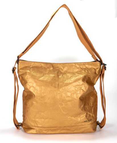 Malique dámska dizajnová papierová taška a batoh v jednom D1115 - zlato žltá -  19L