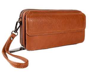 PAOLO BAGS dámska dvojkomorová crossbody taška na mobil a peňaženka v jednom - hnedá