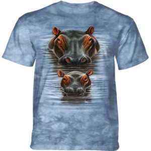 Pánske batikované tričko The Mountain - 2 HIPPOS - hroch - modrá Veľkosť: S
