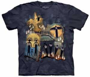 Pánske batikované tričko The Mountain - Domorodé umenie - čierne Veľkosť: S