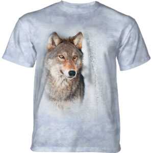 Pánske batikované tričko The Mountain - GREY WOLF IN THE BIRCHES - vlci - modrá Veľkosť: M