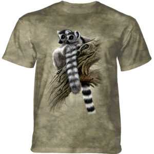 Pánske batikované tričko The Mountain - HEADS AND TAILS - lemuri - šedá Veľkosť: S