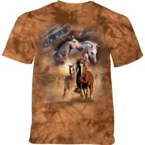 Pánske batikované tričko The Mountain - Kone v behu - hnedé Veľkosť: XL