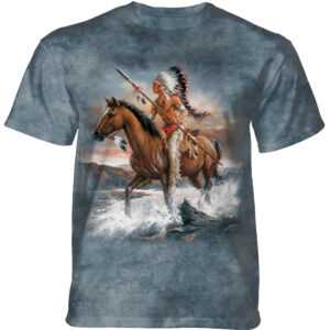 Pánske batikované tričko The Mountain - LEGENDS OF THE WEST RIVER'S EDGE - indiánske - modré Veľkosť: S