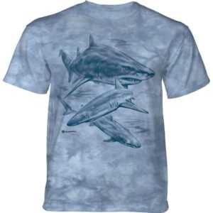 Pánske batikované tričko The Mountain - MONOTONE SHARKS - modrá Veľkosť: S