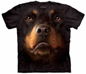 Pánske batikované tričko The Mountain - Rottweiler face- čierne Veľkosť: XXL