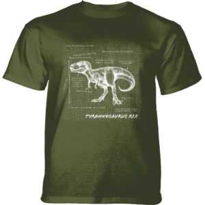 Pánske batikované tričko The Mountain -  T-REX Fact Sheet- zelené Veľkosť: XL