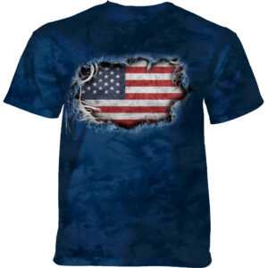 Pánske batikované tričko The Mountain -  Tear Thru Flag- modré Veľkosť: S