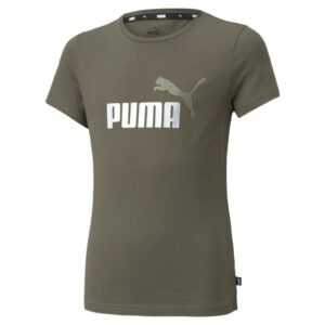 Puma tričko Essentials Logo Youth Farba: Olivová