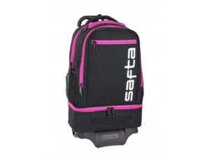 SAFTA dvojkomorový školský batoh na kolieskach Multisports #904 - čierno ružový - 47 cm / 27 L