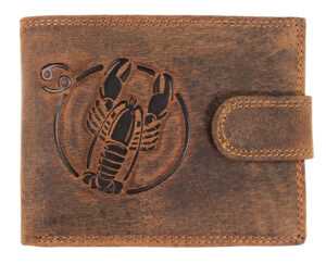 Wild Luxusná pánska peňaženka s prackou s obrázkom znamení zverorkuhu - Rak - hnedá